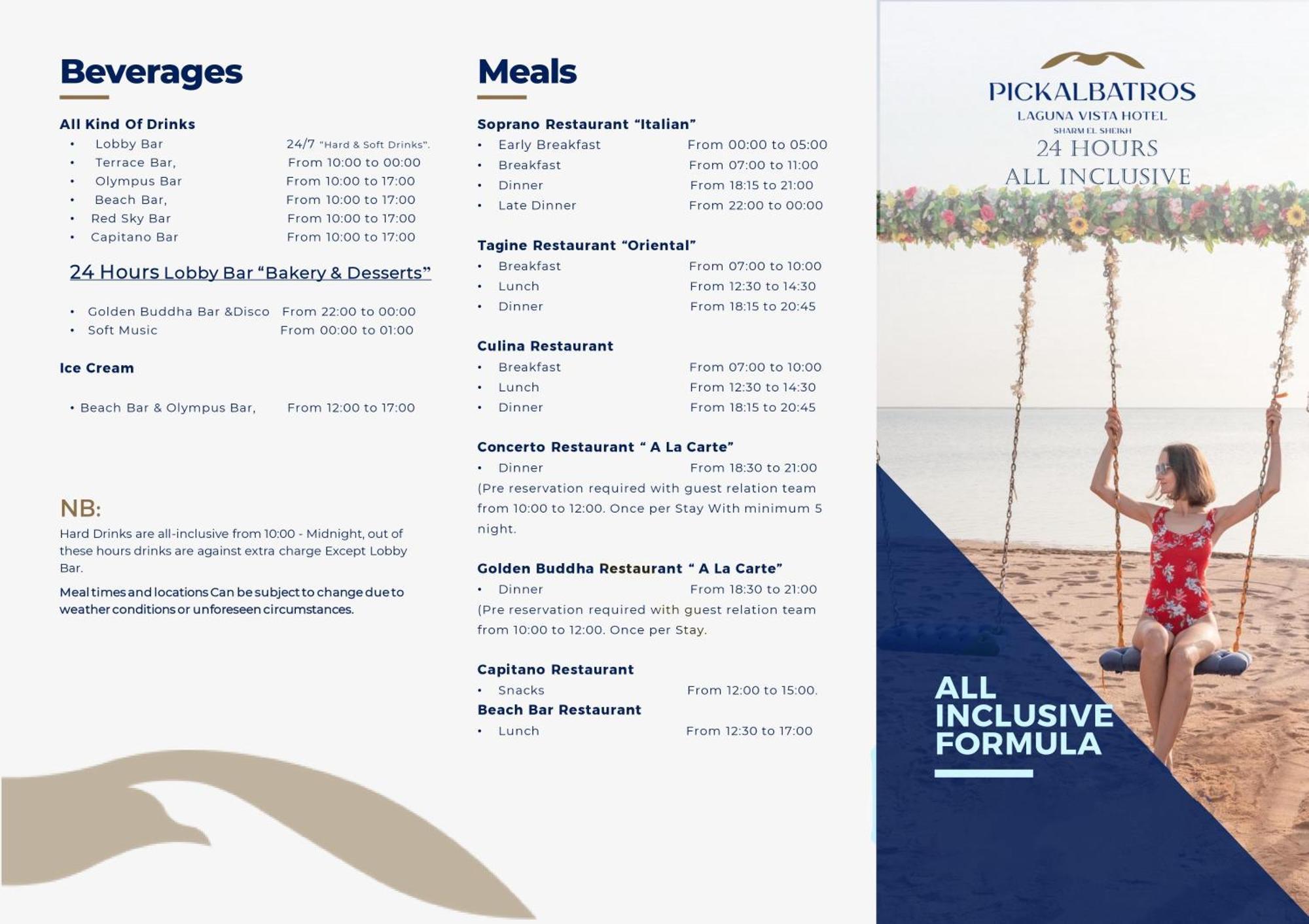 Pickalbatros Laguna Vista Aqua Park Sharm el-Sheikh Bagian luar foto Menu of the 25 Hours All Inclusive